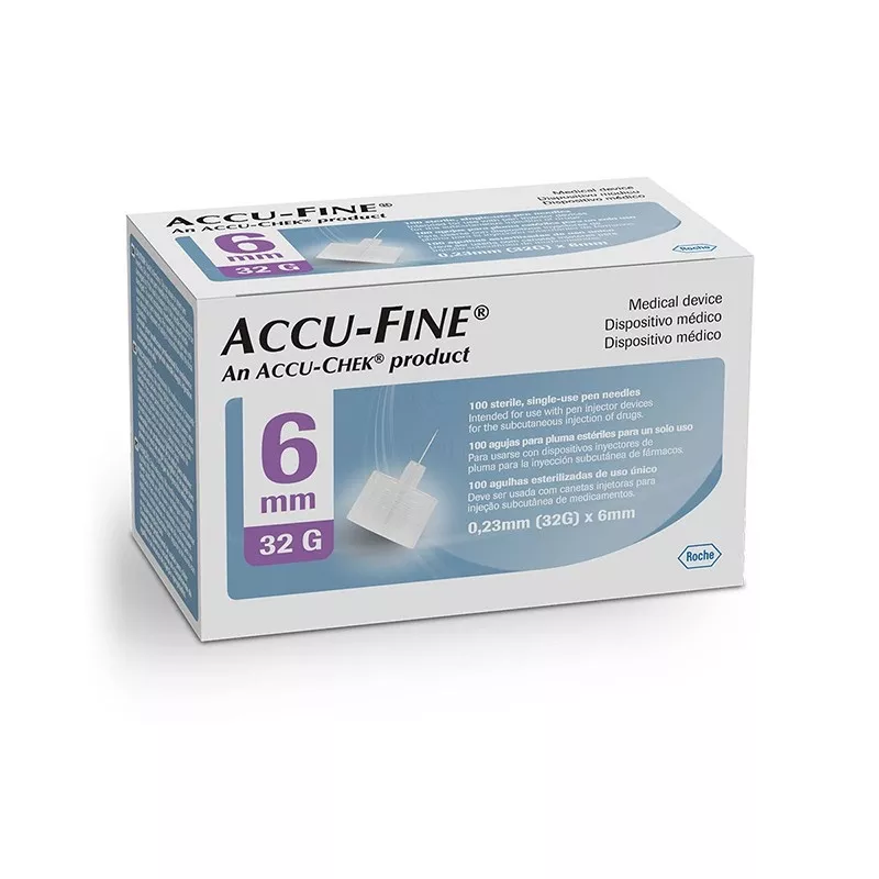 Accu-Fine 32G × 6 mm Insulinnadeln für Insulinpens und Insulininjektion - 100 Stück Roche