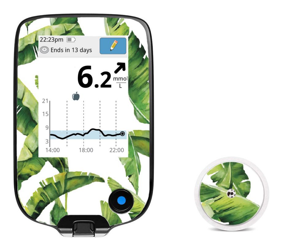 Aufkleber für Freestyle Libre reader + sensor - Palm leaves Dia-way