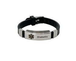 Medizinische Tag-Armbänder - Edelstahl und Silikon - Diabetiker auf Englisch Dia-way