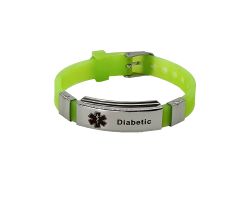 Medizinische Tag-Armbänder - Edelstahl und Silikon - Diabetiker auf Englisch Dia-way