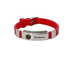Medizinische Tag-Armbänder - Edelstahl und Silikon - Diabetiker auf Englisch